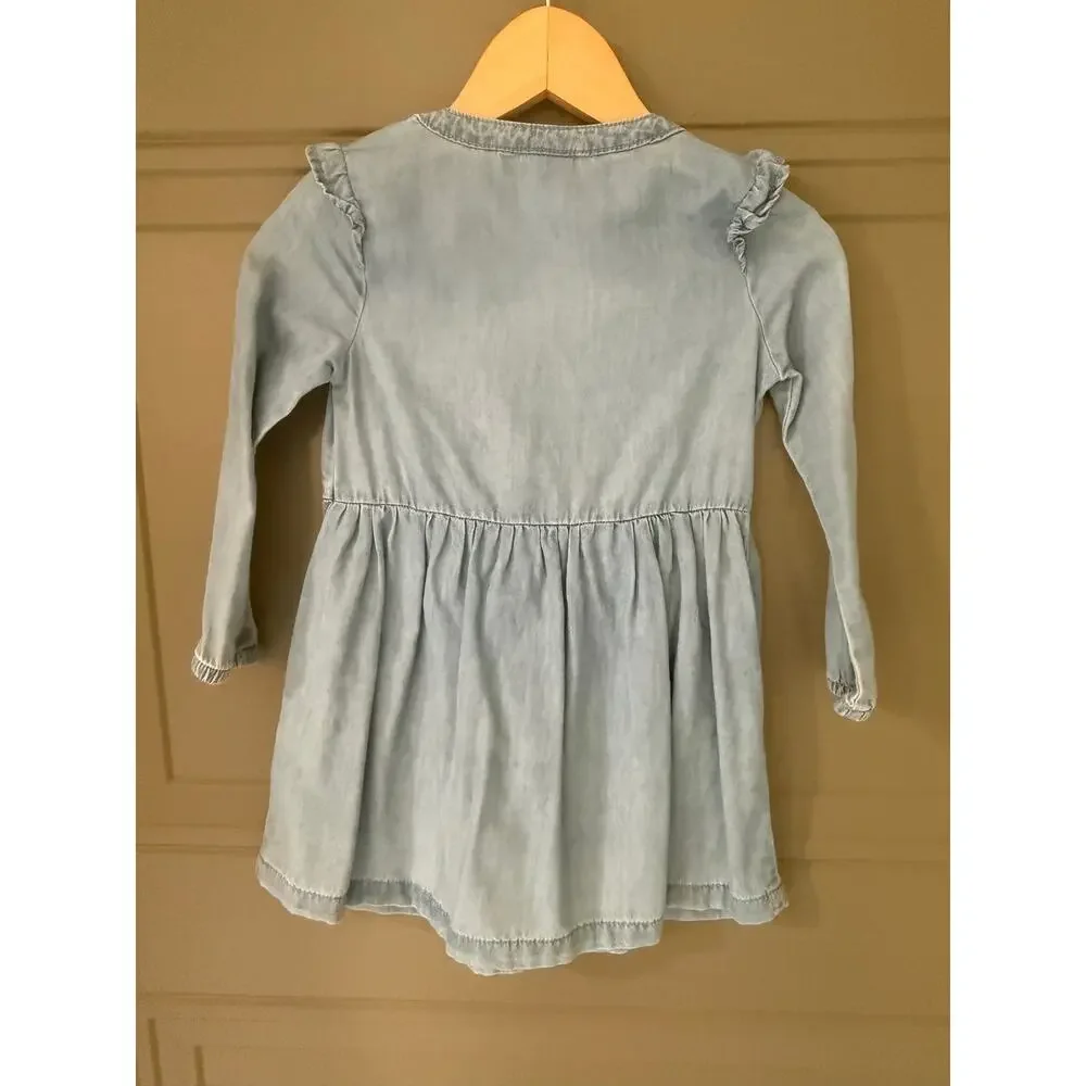 Lot of 3 Girls Dresses 2t 3t Chambray Gingham Floral
